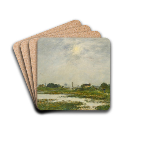 Les Bords De La Touques Pendant Les Grandes Mares by Eugne Boudin Drink Coasters - set of 4 Les Bords De La Touques Pendant Les Grandes Mares by Eugne Boudin Drink Coasters - set of 4