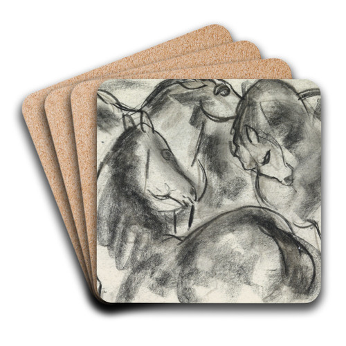 Schets van drie paarden by Leo Gestel Art Drink Coaster set