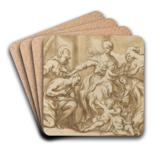 Madonna Surrounded by Saints by Domenico Piola Art Drink Coaster set