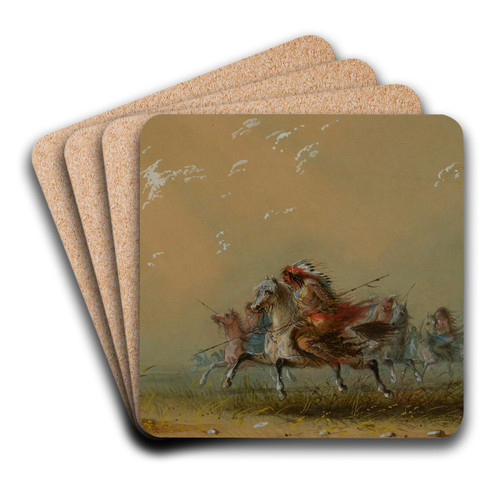 Indians on the War Path by Alfred Jacob Miller Art Drink Coaster set