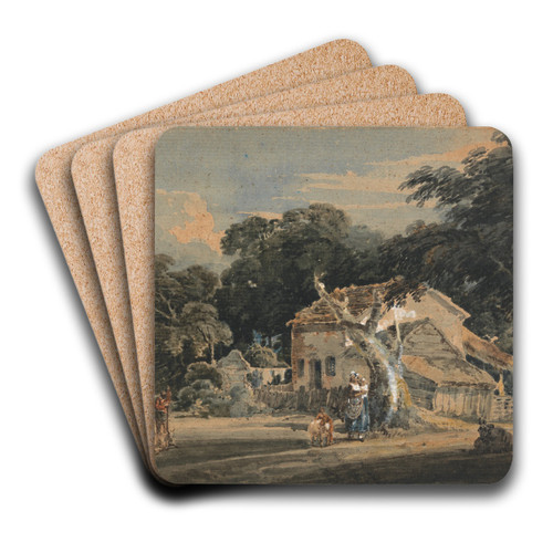 A Devonshire Farm by Thomas Girtin Art Drink Coaster set