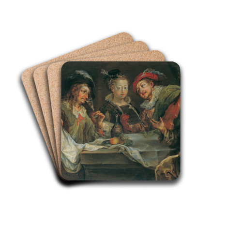 Belustigung nach dem Mahle by Johann Georg Platzer Drink Coasters - set of 4