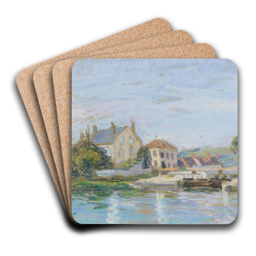 Maisons Au Bord De L'cluse De La Gazonne by Alfred Sisley Art Drink Coaster set