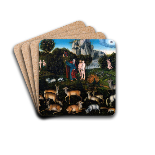 The Garden of Eden by Lucas Cranach the Elder Drink Coasters - set of 4