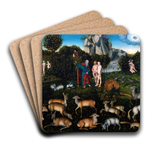 The Garden of Eden by Lucas Cranach the Elder Art Drink Coaster set