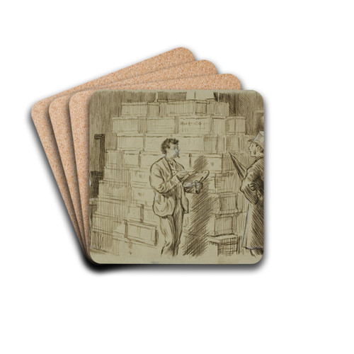In the Studio by Charles Samuel Keene Drink Coasters - set of 4 In the Studio by Charles Samuel Keene Drink Coasters - set of 4