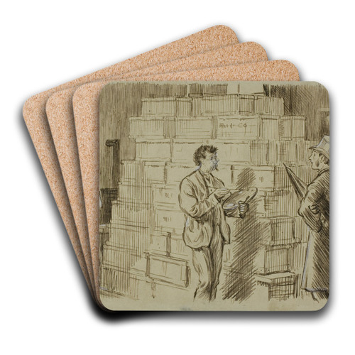In the Studio by Charles Samuel Keene Art Drink Coaster set
