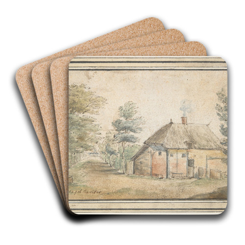 Thatched farmhouse by Circle of Gillis Neyts Art Drink Coaster set