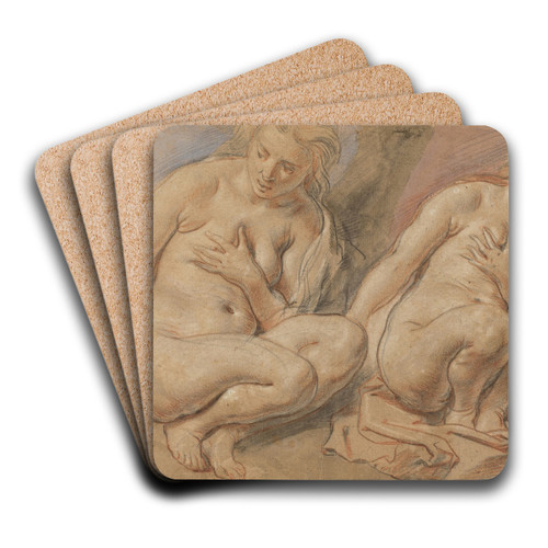 Susannah Crouching by Jacob Jordaens Art Drink Coaster set