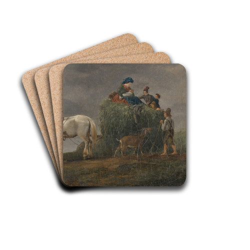 Der Heuwagen by Friedrich August Matthias Gauermann Drink Coasters - set of 4