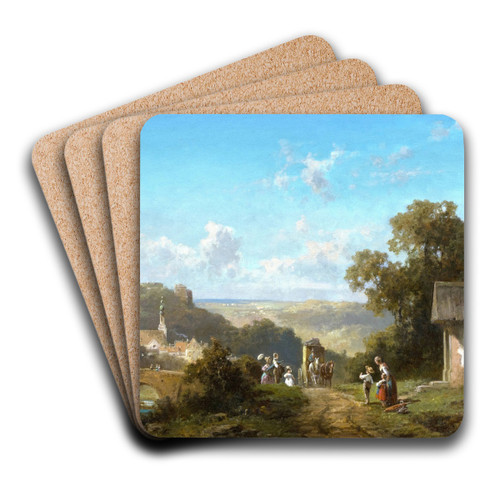 Ankunft der Postkutsche by Willy Moralt Art Drink Coaster set