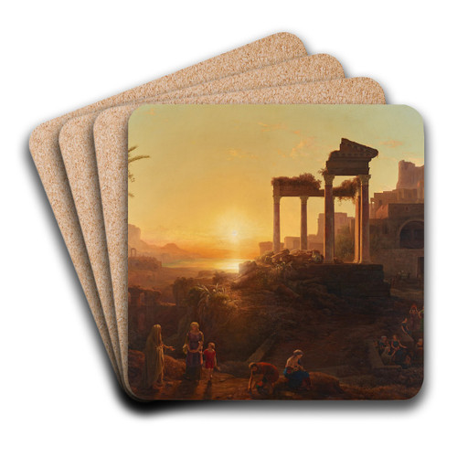 Landschaft mit Sonnenuntergang by Kroly Mark Art Drink Coaster set