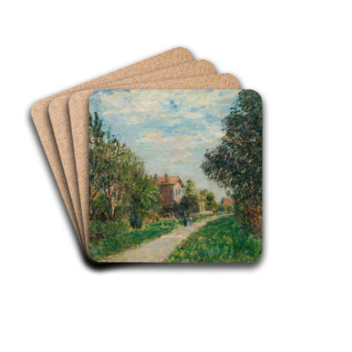 Femme et enfant sur le chemin des prs, Svres by Alfred Sisley Drink Coasters - set of 4