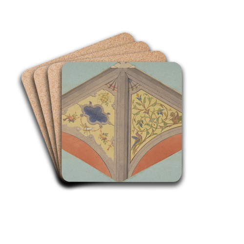 Designs for the painted decoration of a vaulted ceiling by Jules-Edmond-Charles Lachaise Drink Coasters - set of 4