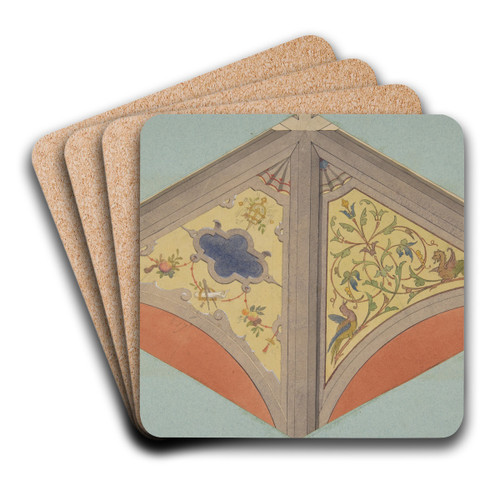 Designs for the painted decoration of a vaulted ceiling by Jules-Edmond-Charles Lachaise Art Drink Coaster set