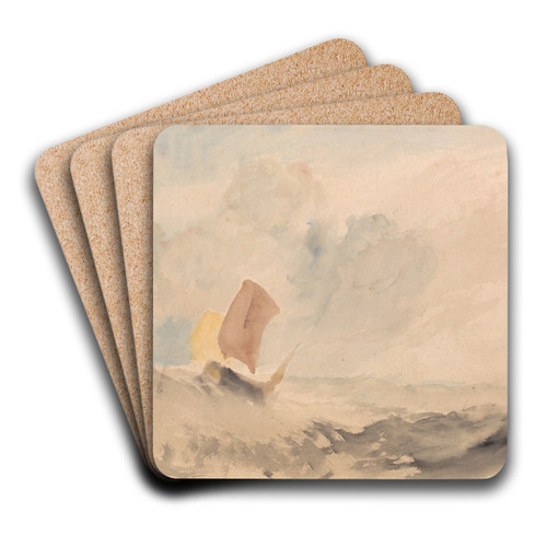 A Sea Piece, A Rough Sea with a Fishing Boat by Joseph Mallord William Turner Art Drink Coaster set