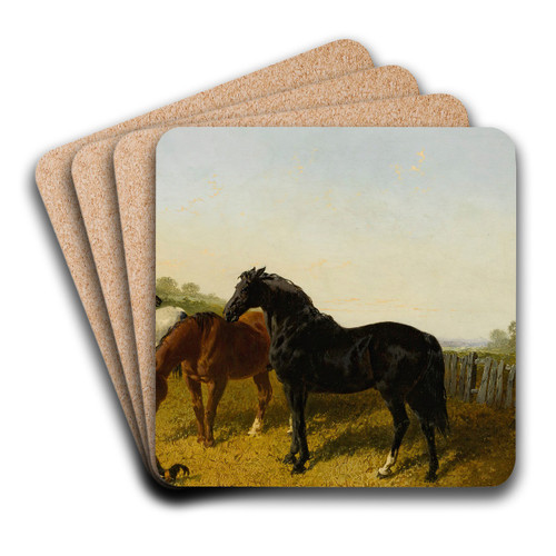 Horses And Chickens by John Frederick Herring Jr. Art Drink Coaster set
