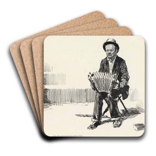 On the sidewalks of new York by Charles Dana Gibson Art Drink Coaster set
