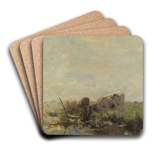 Koeien aan een plas by Willem Maris Art Drink Coaster set