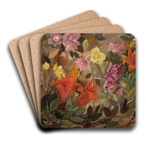 Flowers in a garden by Tadeusz Makowski Art Drink Coaster set Flowers in a garden by Tadeusz Makowski Art Drink Coaster set