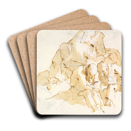 A Group of Punchinelli Seated by Giovanni Battista Tiepolo Art Drink Coaster set A Group of Punchinelli Seated by Giovanni Battista Tiepolo Art Drink Coaster set