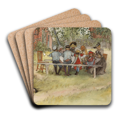 Breakfast under the Big Birch by Carl Larsson Art Drink Coaster set