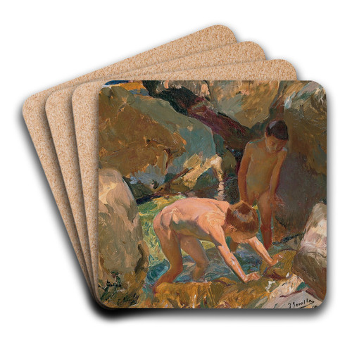 Children Looking For Shellfish by Joaqun Sorolla Art Drink Coaster set