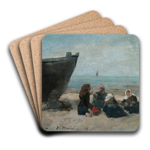 Berck. Pcheuses Guettant Le Retour Des Barques by Eugne Boudin Art Drink Coaster set Berck. Pcheuses Guettant Le Retour Des Barques by Eugne Boudin Art Drink Coaster set