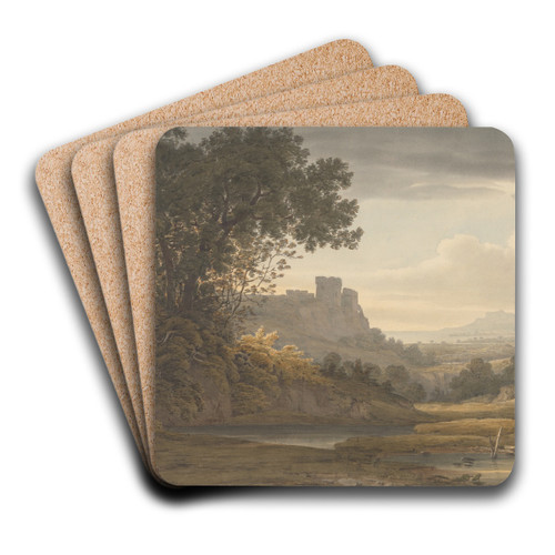 Castle in a Landscape by Hugh William Williams Art Drink Coaster set Castle in a Landscape by Hugh William Williams Art Drink Coaster set