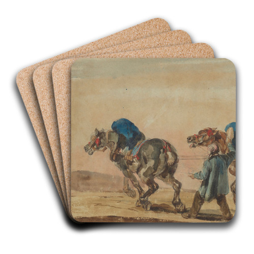 Workhorses with a coachman by Piotr Michaowski Art Drink Coaster set