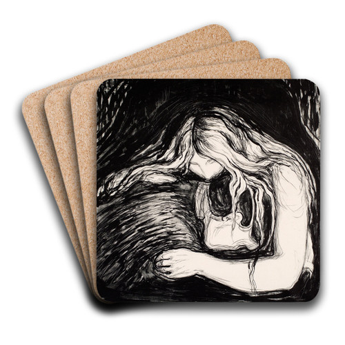 Vampire I by Edvard Munch Art Drink Coaster set