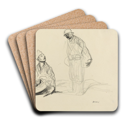 Soldiers Preparing a Meal by Jean-Louis Forain Art Drink Coaster set