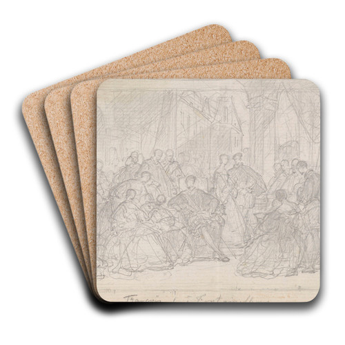 The Court of Francis I of France in Fontainebleau by Nicaise De Keyser Art Drink Coaster set