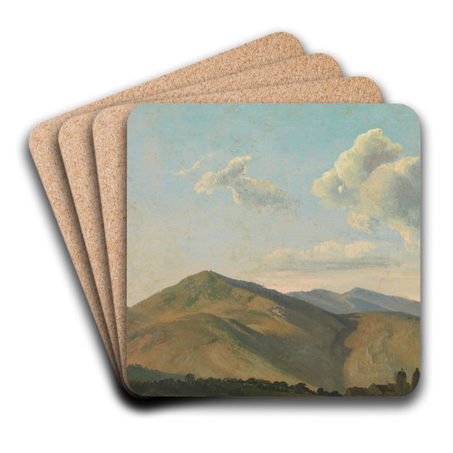 Mountainous Landscape at Vicovaro by Simon Denis Art Drink Coaster set Mountainous Landscape at Vicovaro by Simon Denis Art Drink Coaster set