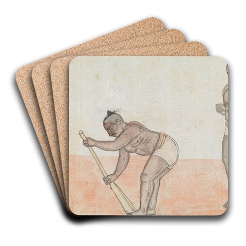 Two Jeyties Exercising by Gangaram Chintaman Tambat Art Drink Coaster set Two Jeyties Exercising by Gangaram Chintaman Tambat Art Drink Coaster set