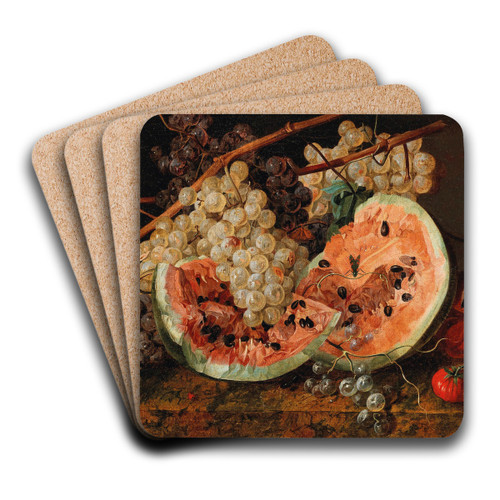 Still Life with Watermelon and Grapes by Leopold Zinngger Art Drink Coaster set Still Life with Watermelon and Grapes by Leopold Zinngger Art Drink Coaster set