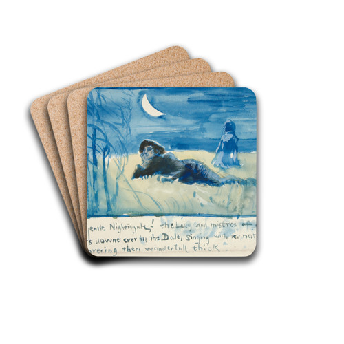 Sketch for 'O the GentleNightingale!' by Edwin Austin Abbey Drink Coasters - set of 4