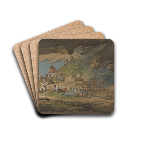 A Cave in Sunlight, with Figures by William Payne Drink Coasters - set of 4