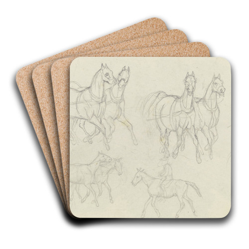 Study of horses, at a trot by August Lucas Art Drink Coaster set