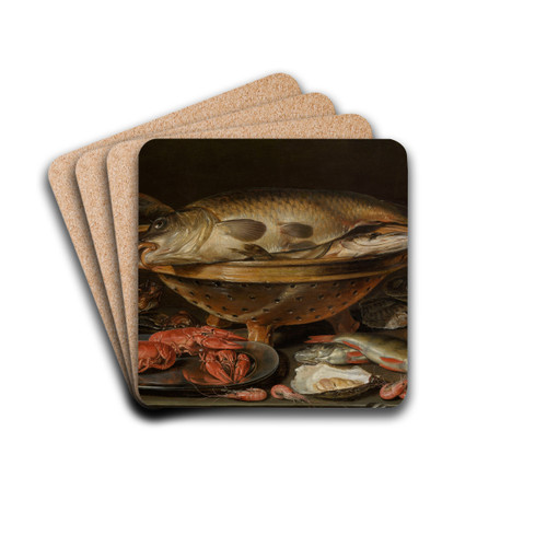 Still Life with Fish by Clara Peeters Drink Coasters - set of 4