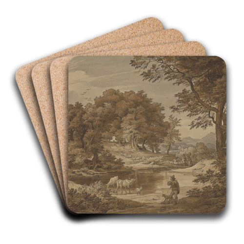 An Italianate Landscape with Shepherds by Friedrich Preller the Elder Art Drink Coaster set