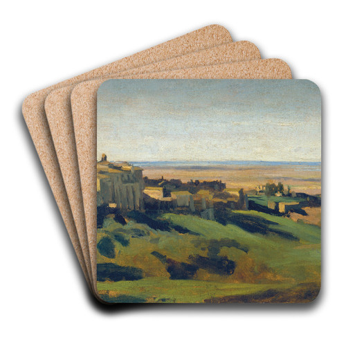 View of Marino in the Alban Mountains in the Early Morning by Jean-Baptiste-Camille Corot Art Drink Coaster set View of Marino in the Alban Mountains in the Early Morning by Jean-Baptiste-Camille Corot Art Drink Coaster set