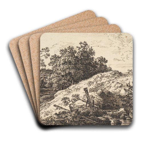 Landscape with a Brook and Farm Buildings by Ferdinand Kobell Art Drink Coaster set