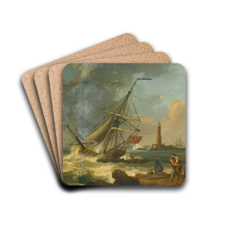 The Port Of Livorno by Jakob Philipp Hackert Drink Coasters - set of 4