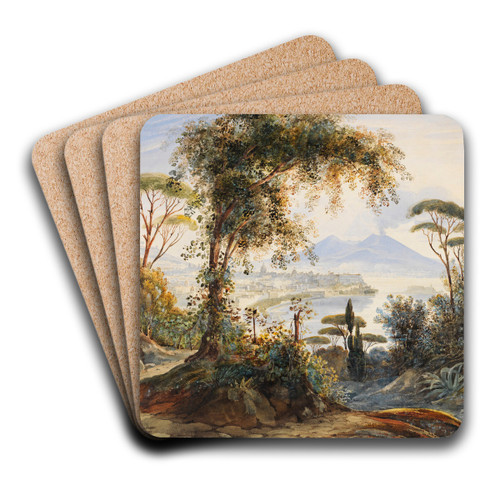 Ansicht von Neapel mit dem Golf und dem Vesuv im Hintergrund by Johann Jakob Wolfensberger Art Drink Coaster set