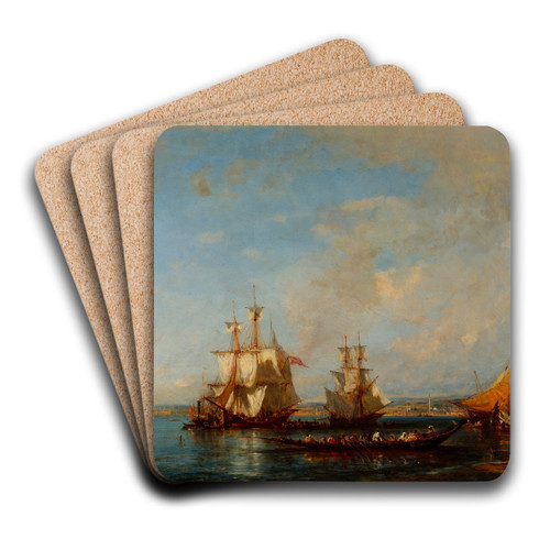 Caiques and Sailboats at the Bosphorus by Flix Ziem Art Drink Coaster set