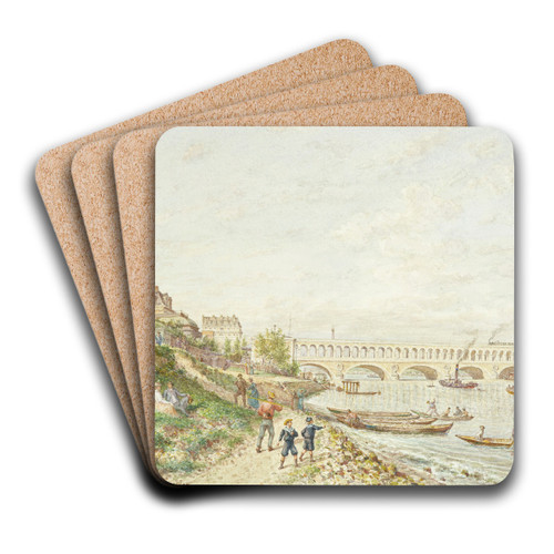 Viaduc du Point du jour, pris hors la porte de Billancourt by Jean-Baptiste-Franois Arnaud-Durbec Art Drink Coaster set
