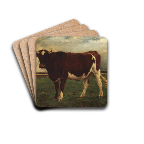 Study of a Cow by Emile van Marcke de Lummen Drink Coasters - set of 4