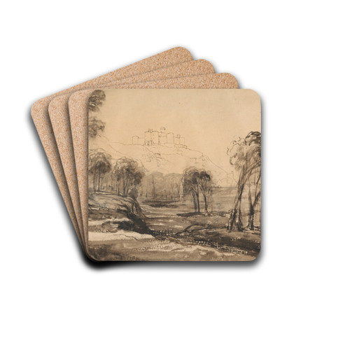 Harlech Castle by Cornelius Varley Drink Coasters - set of 4