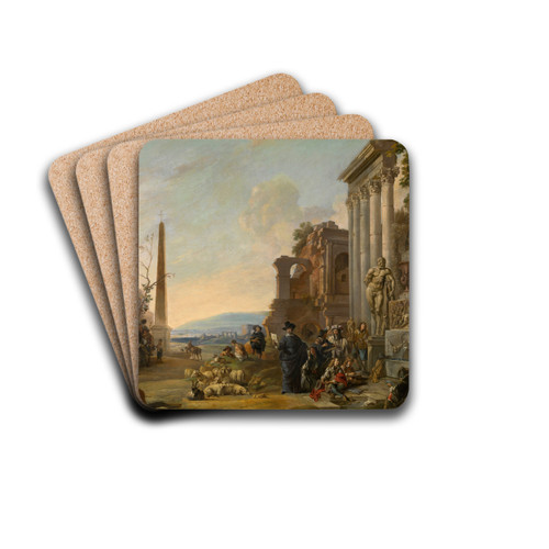 The Study of Art at Rome by Anton Goubau Drink Coasters - set of 4